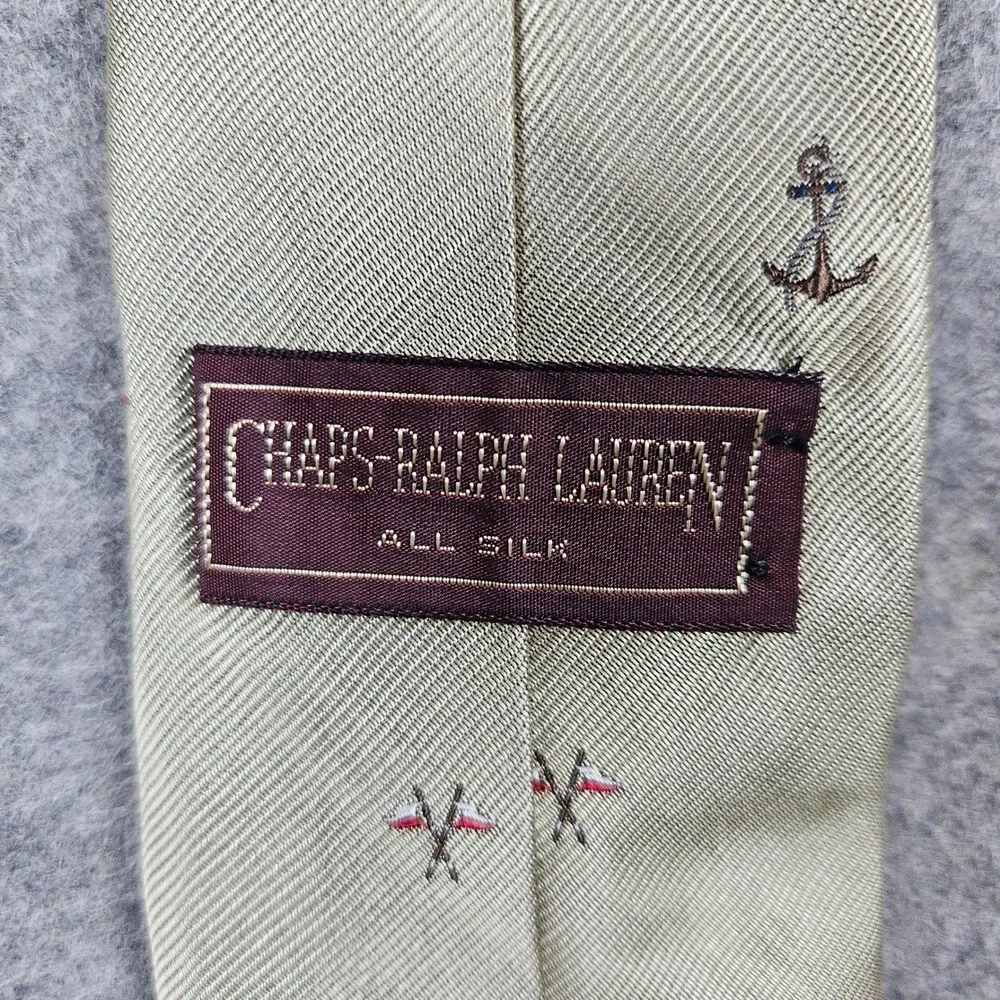 Chaps Ralph Lauren Vintage Silk Neck Tie Nautical Theme Champagne‎ Color SNAGS